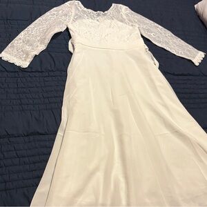 Elegant White Lace Long Sleeve Dress